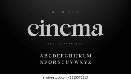 Cinema Creative-Schriftart. Moderne abstrakte digitale Schriftart. Logo kreative Schriftart, Typ, Technologie, Film, digital, Musik, Film. Schriften und Illustration im Vektorformat.