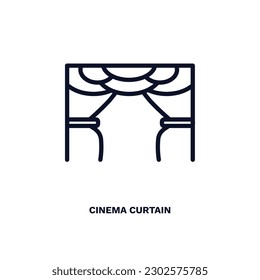 cinema curtain icon. Thin line cinema curtain icon from cinema and theater collection. Outline vector isolated on white background. Editable cinema curtain symbol can be used web and mobile