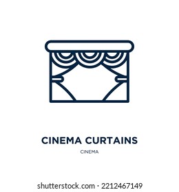cinema curtains icon from cinema collection. Thin linear cinema curtains, theatre, curtain outline icon isolated on white background. Line vector cinema curtains sign, symbol for web and mobile
