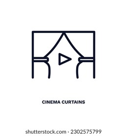 cinema curtains icon. Thin line cinema curtains icon from cinema and theater collection. Outline vector isolated on white background. Editable cinema curtains symbol can be used web and mobile