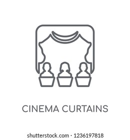 Cinema curtains linear icon. Modern outline Cinema curtains logo concept on white background from Cinema collection. Suitable for use on web apps, mobile apps and print media.