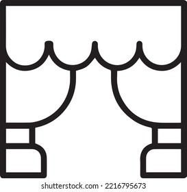 Cinema curtains outline vector icon. Thin line black cinema curtains icon, flat vector simple element illustration - linear style.