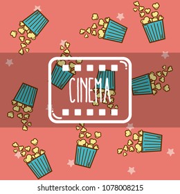 Cinema cute cartoons pattern background