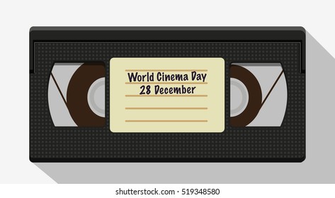 Cinema day. Video tape. Flat vector colorful illustration. Isolated