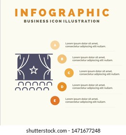 Cinema, Debut, Film, Performance, Premiere Solid Icon Infographics 5 Steps Presentation Background