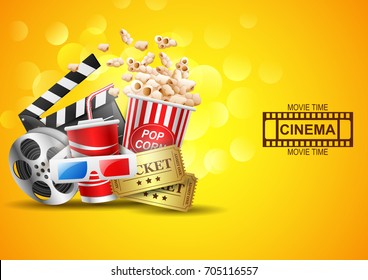 Cinema design above vector background. illustration yellow