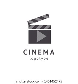 cinema design elements template. Minimalistic logo design. movie vector logotype. Business sign, identity, label, media badge.