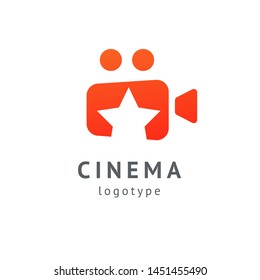cinema design elements template. Minimalistic logo design. movie vector logotype. Business sign, identity, label, media badge.