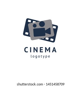 cinema design elements template. Minimalistic logo design. movie vector logotype. Business sign, identity, label, media badge.