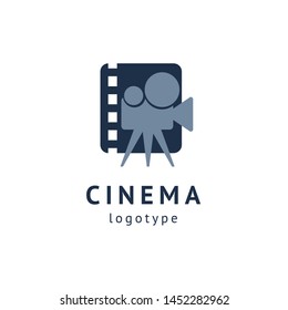cinema design elements template. Minimalistic logo design. movie vector logotype. Business sign, identity, label, media badge.