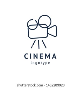 cinema design elements template. Minimalistic logo design. movie vector logotype. Business sign, identity, label, media badge.