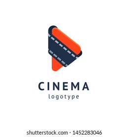 cinema design elements template. Minimalistic logo design. movie vector logotype. Business sign, identity, label, media badge.