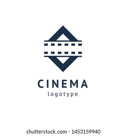 cinema design elements template. Minimalistic logo design. movie vector logotype. Business sign, identity, label, media badge.