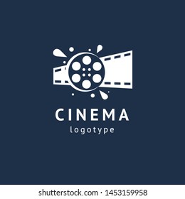 cinema design elements template. Minimalistic logo design. movie vector logotype. Business sign, identity, label, media badge.