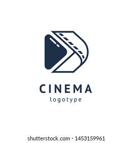 cinema design elements template. Minimalistic logo design. movie vector logotype. Business sign, identity, label, media badge.