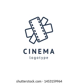 cinema design elements template. Minimalistic logo design. movie vector logotype. Business sign, identity, label, media badge.