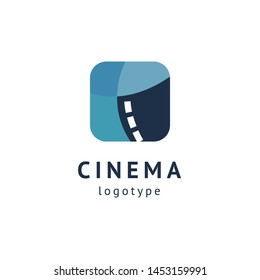 cinema design elements template. Minimalistic logo design. movie vector logotype. Business sign, identity, label, media badge.