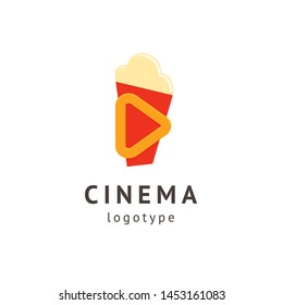 cinema design elements template. Minimalistic logo design. movie vector logotype. Business sign, identity, label, media badge.