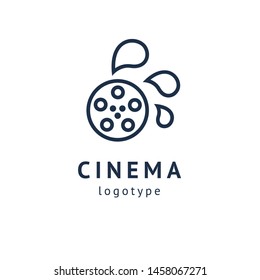 cinema design elements template. Minimalistic logo design. movie vector logotype. Business sign, identity, label, media badge.