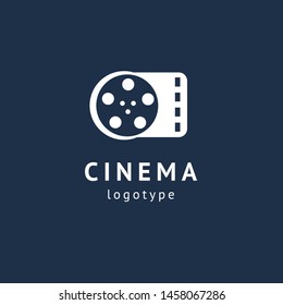 cinema design elements template. Minimalistic logo design. movie vector logotype. Business sign, identity, label, media badge.