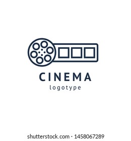 cinema design elements template. Minimalistic logo design. movie vector logotype. Business sign, identity, label, media badge.