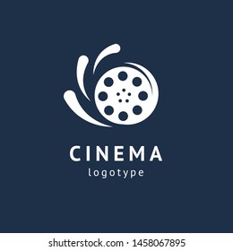 cinema design elements template. Minimalistic logo design. movie vector logotype. Business sign, identity, label, media badge.