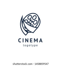 cinema design elements template. Minimalistic logo design. movie vector logotype. Business sign, identity, label, media badge.