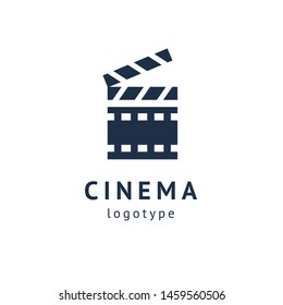 cinema design elements template. Minimalistic logo design. movie vector logotype. Business sign, identity, label, media badge.