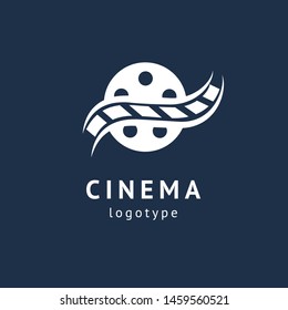 cinema design elements template. Minimalistic logo design. movie vector logotype. Business sign, identity, label, media badge.