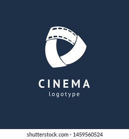 cinema design elements template. Minimalistic logo design. movie vector logotype. Business sign, identity, label, media badge.