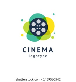 cinema design elements template. Minimalistic logo design. movie vector logotype. Business sign, identity, label, media badge.