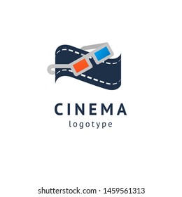 cinema design elements template. Minimalistic logo design. movie vector logotype. Business sign, identity, label, media badge.