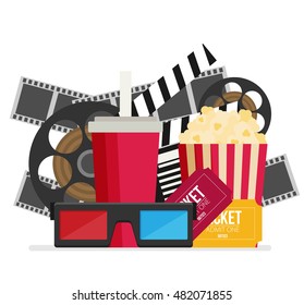 Cinema design in flat style, Vector illustration.