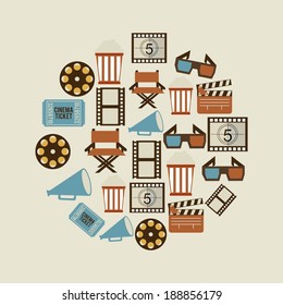 Cinema design over beige background, vector illustration