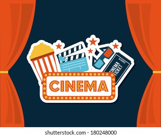 cinema design over blue background vector illustration