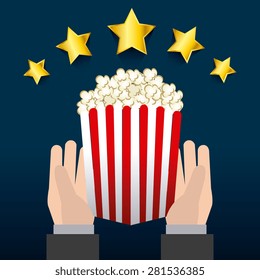 Cinema design over blue background, vector illustration.