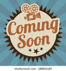 Cinema design over blue stripes background, vector illustration
