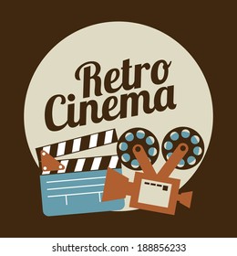 Cinema design over brown background, vector illustration