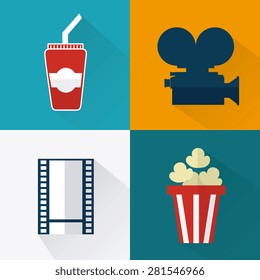 Cinema design over colorful background, vector illustration.