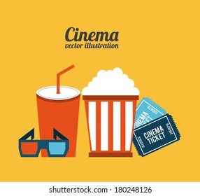cinema design over orange background vector illustration