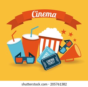 cinema design over orange background vector illustration