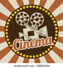 Cinema design over stripes background, vector illustration
