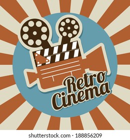 Cinema design over stripes background, vector illustration