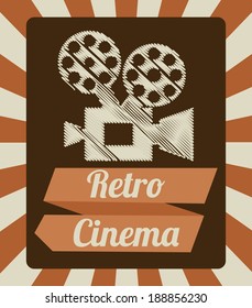 Cinema design over stripes background, vector illustration