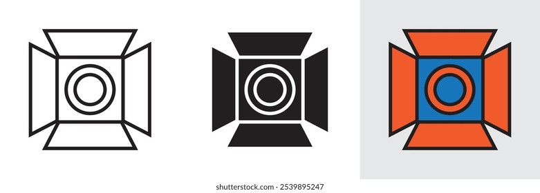 Cinema director spotlight icon for film production, media and cinema concepts.