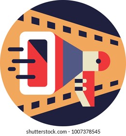 Cinema Directors Loudspeaker Icon in Flat Style