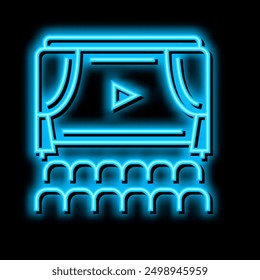 cinema display and seats neon light sign vector. cinema display and seats illustration