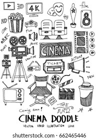 Cinema Doodle line vector set