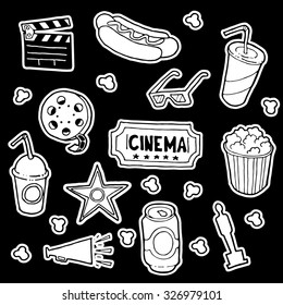 Cinema doodle set. Hand drawn elements for your design.