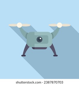 Cinema drone icon flat vector. Video aerial tech. Smart digital land